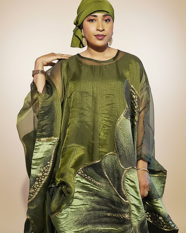 Ensemble brocart organza - Vert