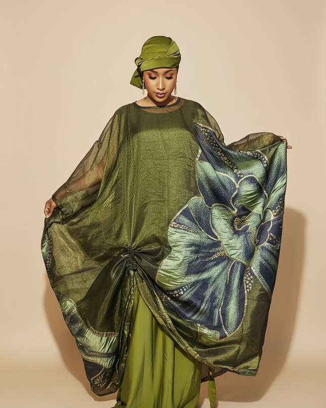 Ensemble brocart organza - Vert