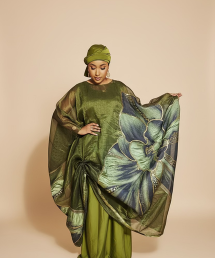 Ensemble brocart organza - Vert