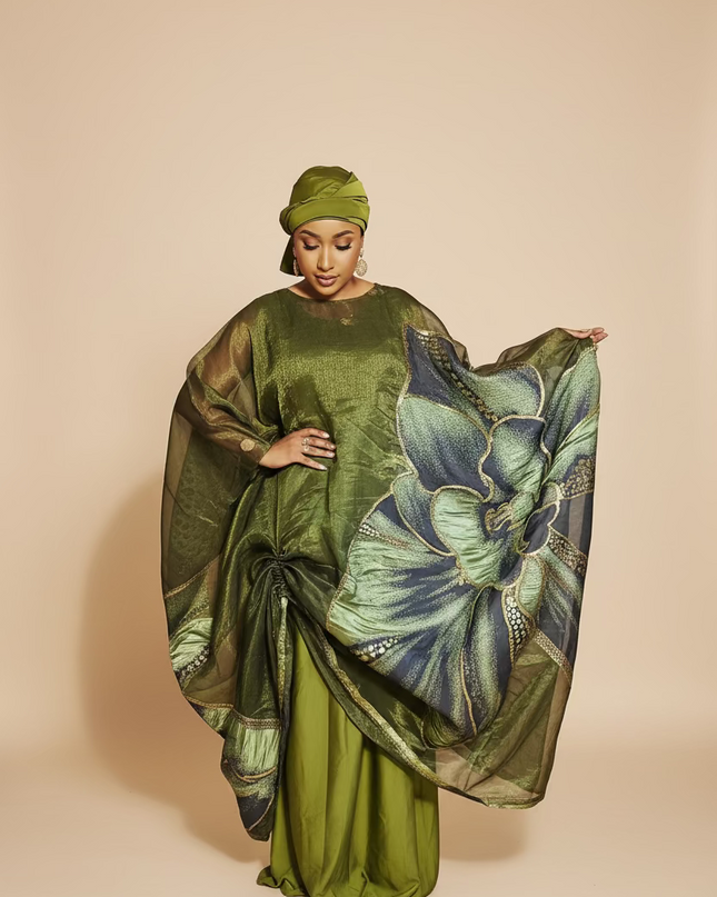 Ensemble brocart organza - Vert