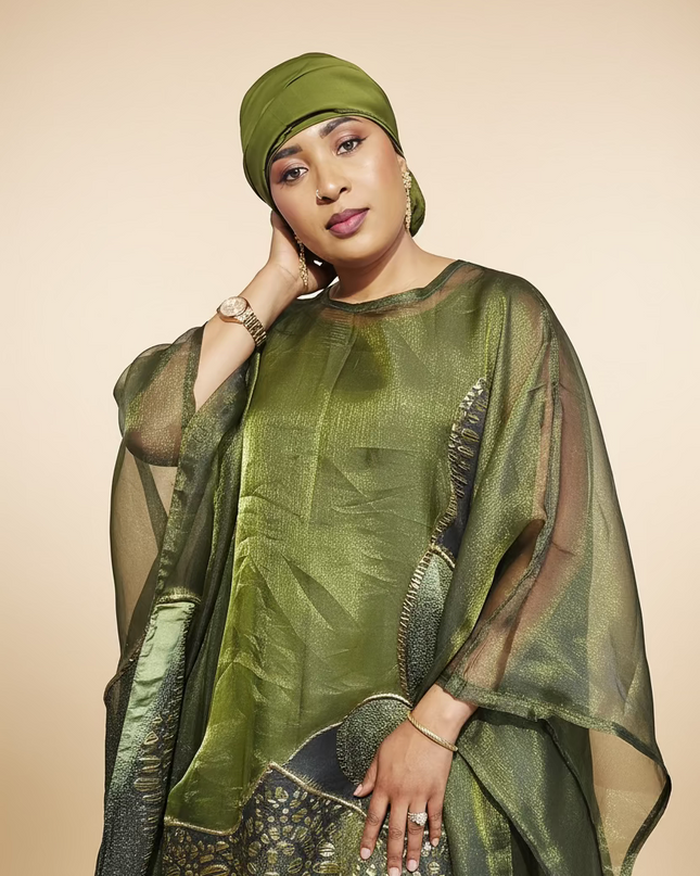 Ensemble brocart organza - Vert