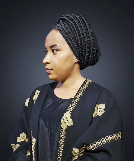 Turban perlé - Noir