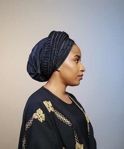 Turban perlé - Noir
