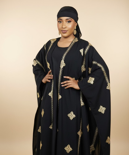 Ensemble kimono en lin - Noir