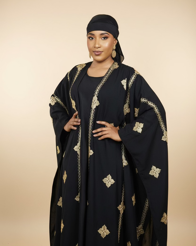 Ensemble kimono en lin - Noir