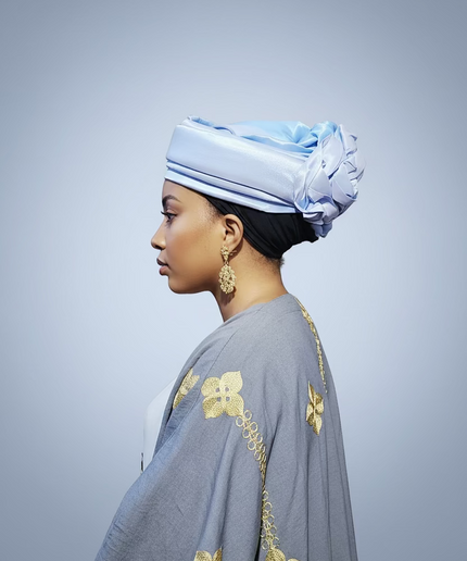 Turban plié - Bleu ciel