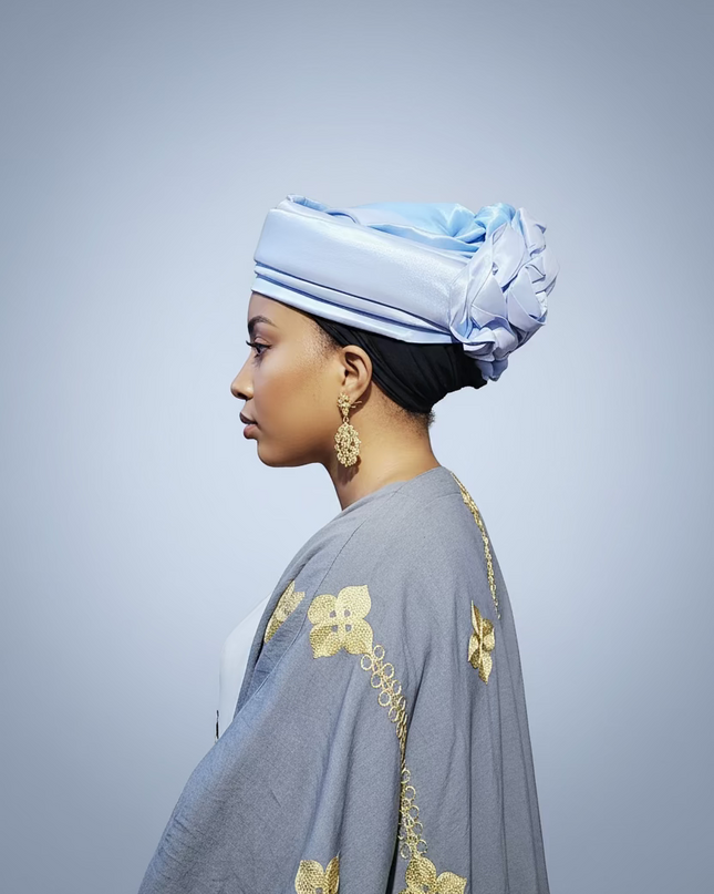 Turban plié - Bleu ciel