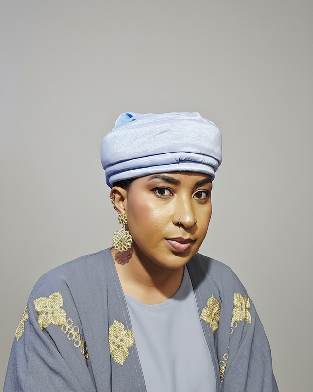 Turban plié - Bleu ciel
