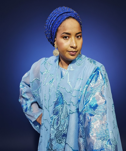 Turban perlé - Bleu roi