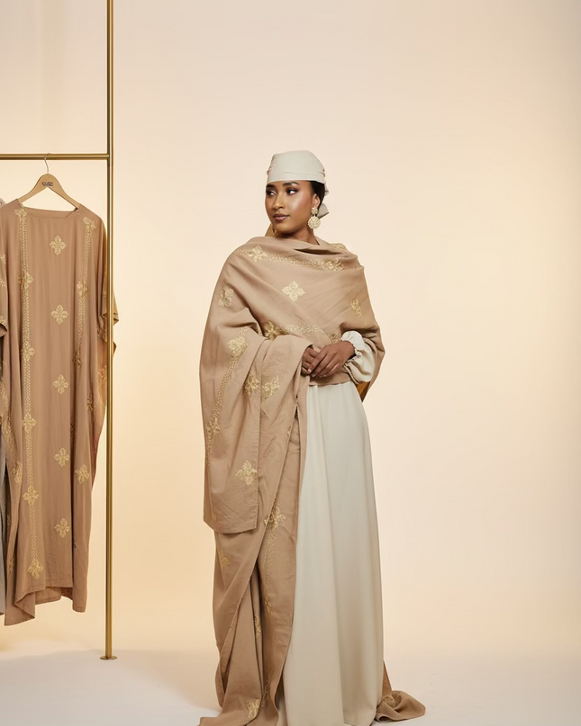 Ensemble kimono en lin - Marron