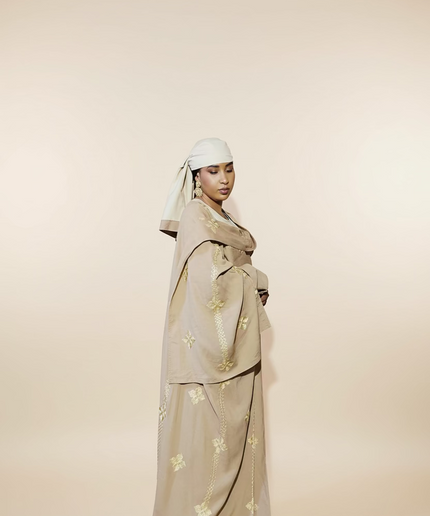 Ensemble kimono en lin - Marron