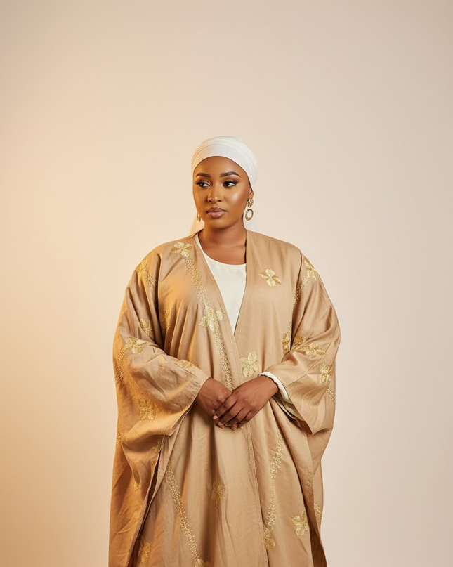 Ensemble kimono en lin - Marron