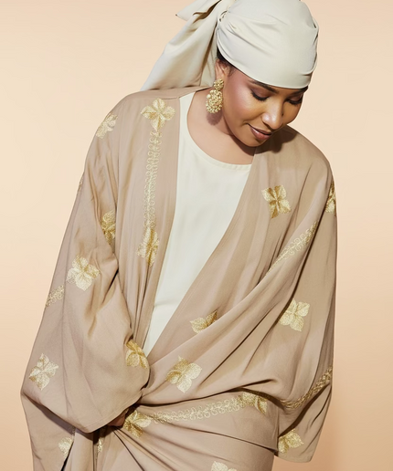 Ensemble kimono en lin - Marron