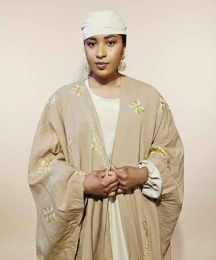 Ensemble kimono en lin - Marron