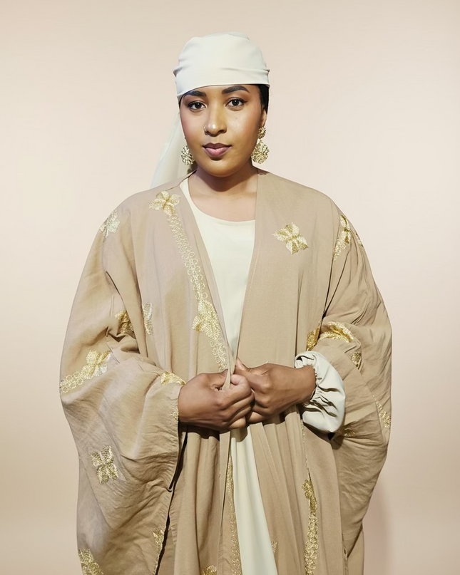 Ensemble kimono en lin - Marron