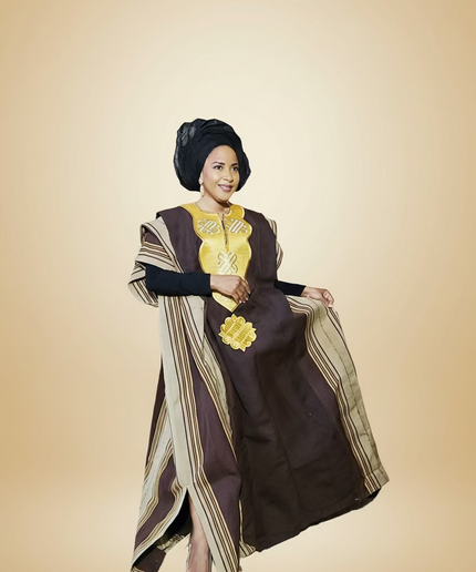 Boubou aso oke oloyé brodé - Marron gold