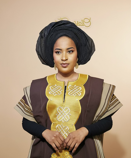 Boubou aso oke oloyé brodé - Marron gold