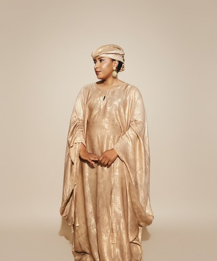 Robe métallique manches rétractables - Nude