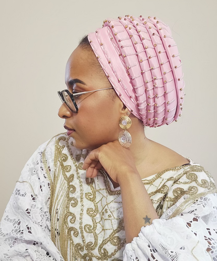 Turban perlé - Rose