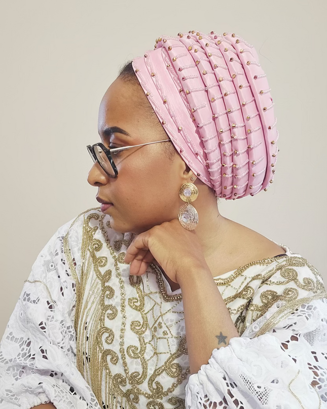 Turban perlé - Rose