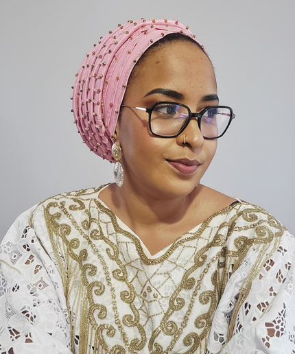 Turban perlé - Rose