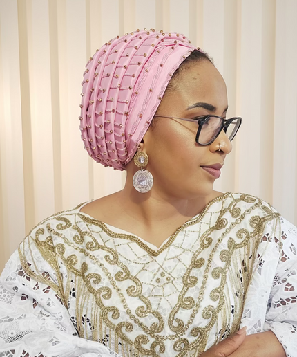 Turban perlé - Rose