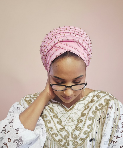 Turban perlé - Rose