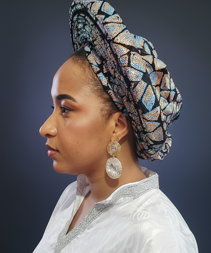 Chapeau nigérian - Bleu orange