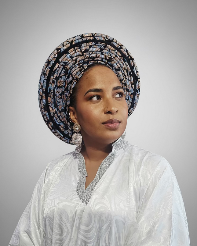 Chapeau nigérian - Bleu orange