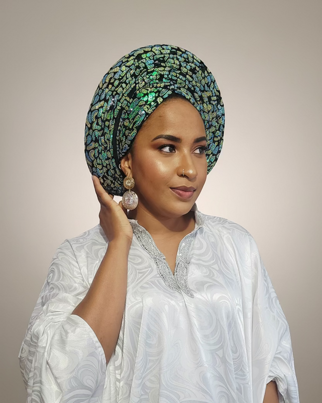 Chapeau nigérian - Vert bleu