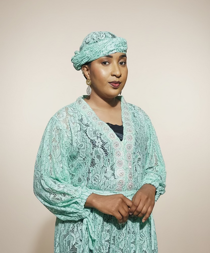 Robe dentelle pailletée - Turquoise