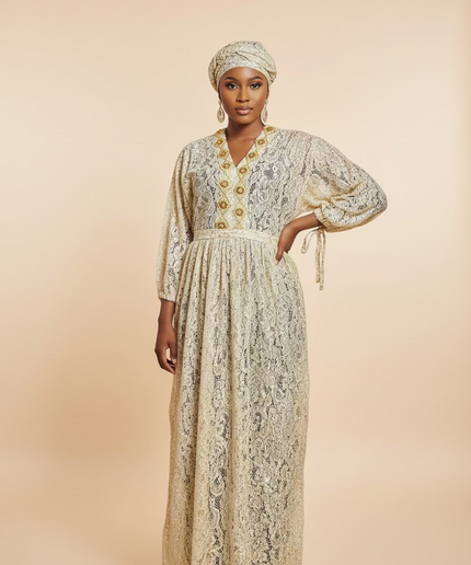 Robe dentelle pailletée - Gold