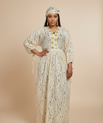 Robe dentelle pailletée - Gold