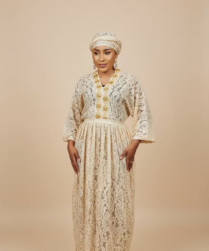 Robe dentelle pailletée - Gold