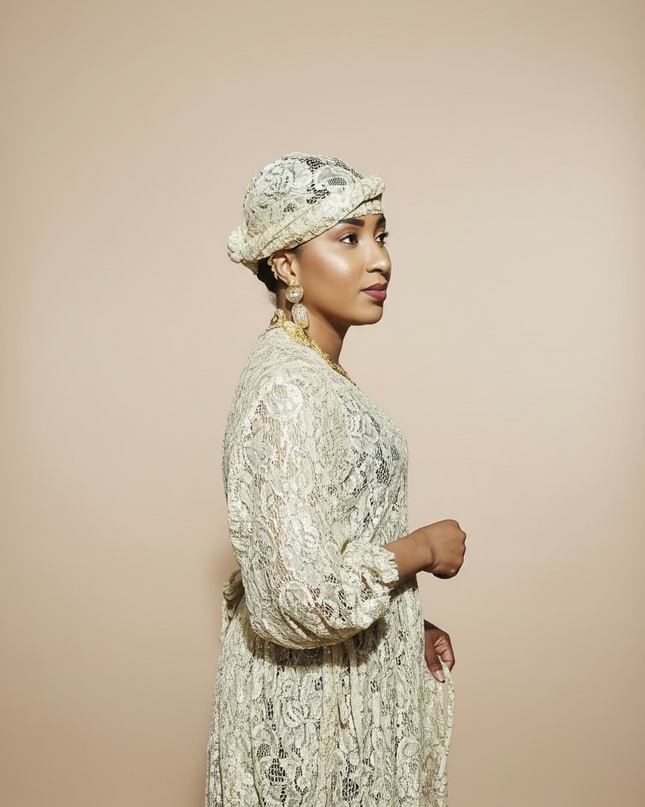 Robe dentelle pailletée - Gold