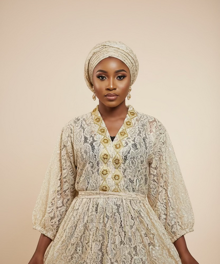 Robe dentelle pailletée - Gold