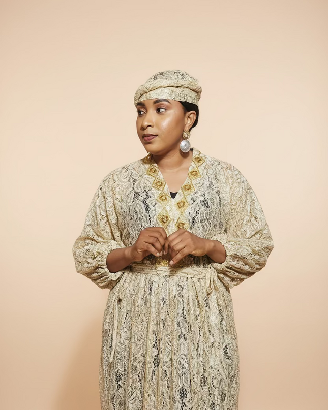 Robe dentelle pailletée - Gold