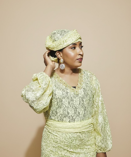 Ensemble anango dentelle pailletée - Jaune