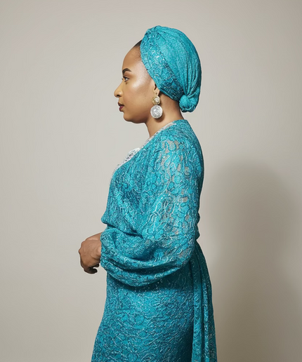 Ensemble anango dentelle pailletée - Bleu