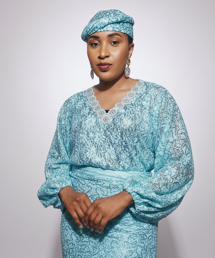 Ensemble anango dentelle pailletée - Turquoise
