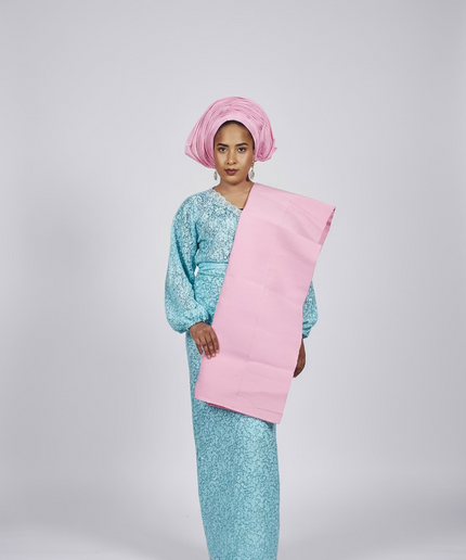 Foulard nigérian Aso Oké - Rose