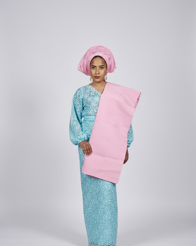 Foulard nigérian Aso Oké - Rose