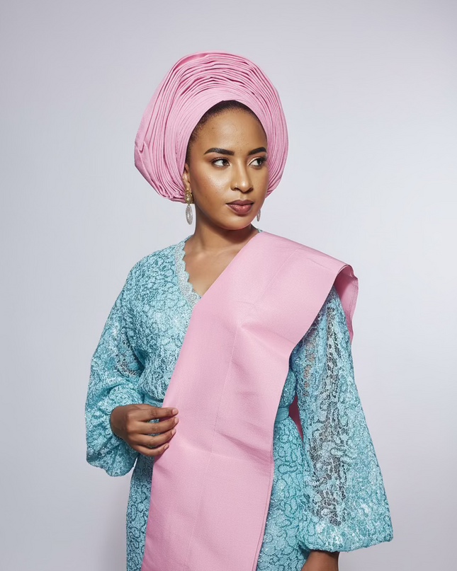 Foulard nigérian Aso Oké - Rose