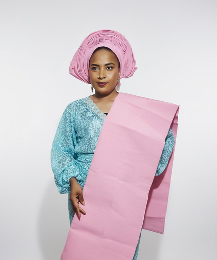 Foulard nigérian Aso Oké - Rose