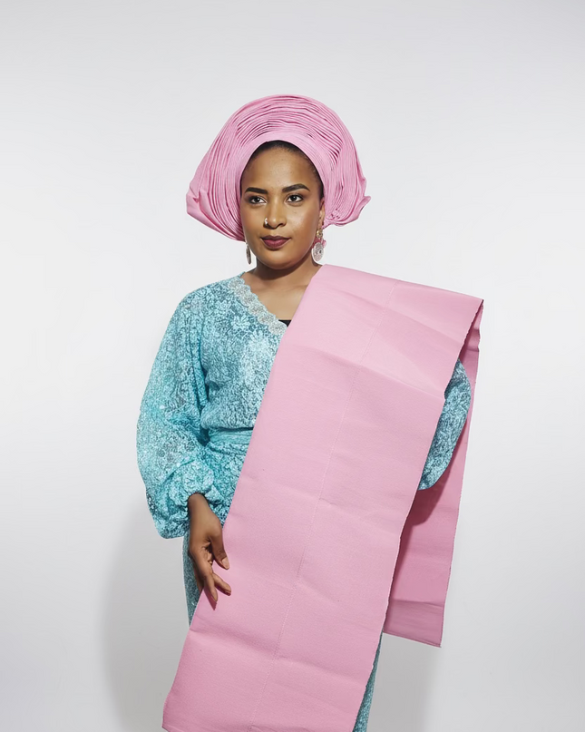 Foulard nigérian Aso Oké - Rose