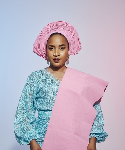 Foulard nigérian Aso Oké - Rose