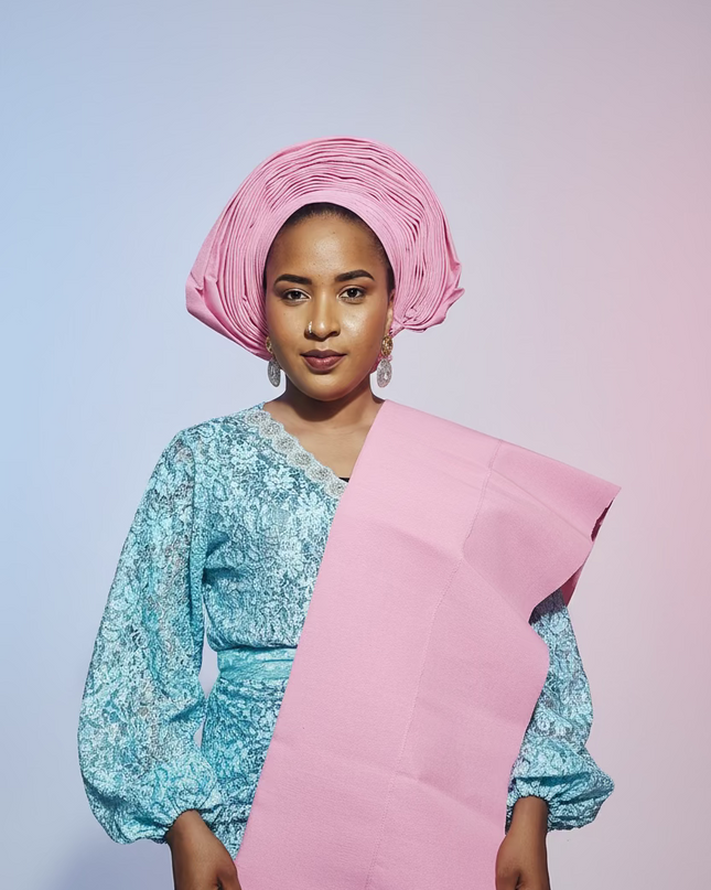 Foulard nigérian Aso Oké - Rose