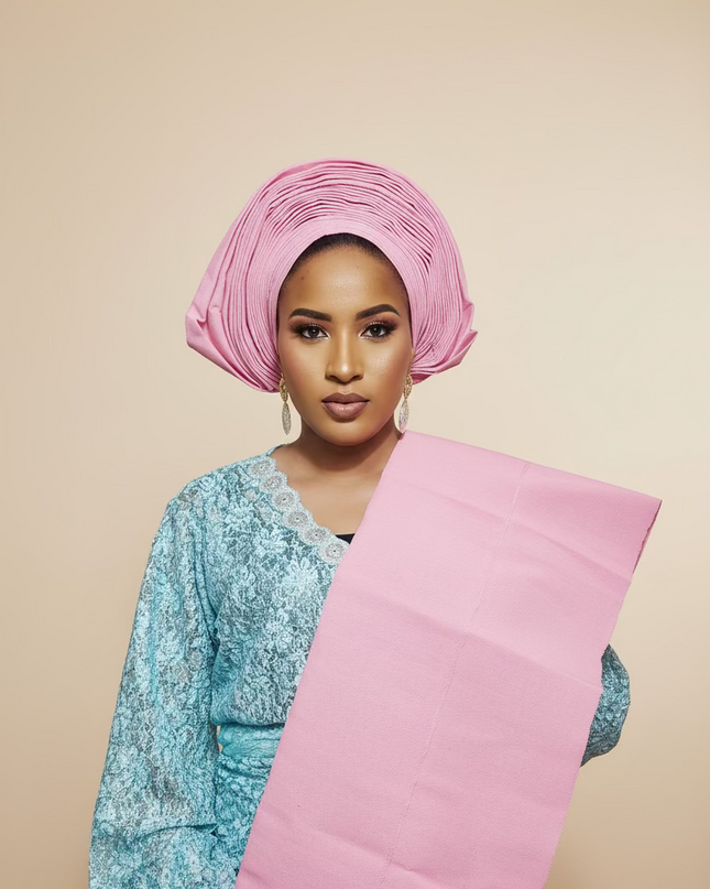 Foulard nigérian Aso Oké - Rose