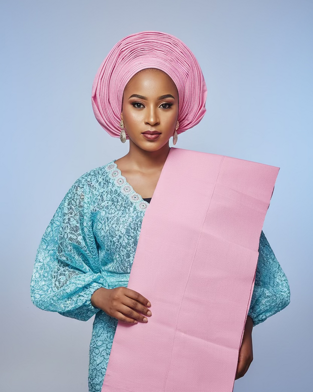 Foulard nigérian Aso Oké - Rose