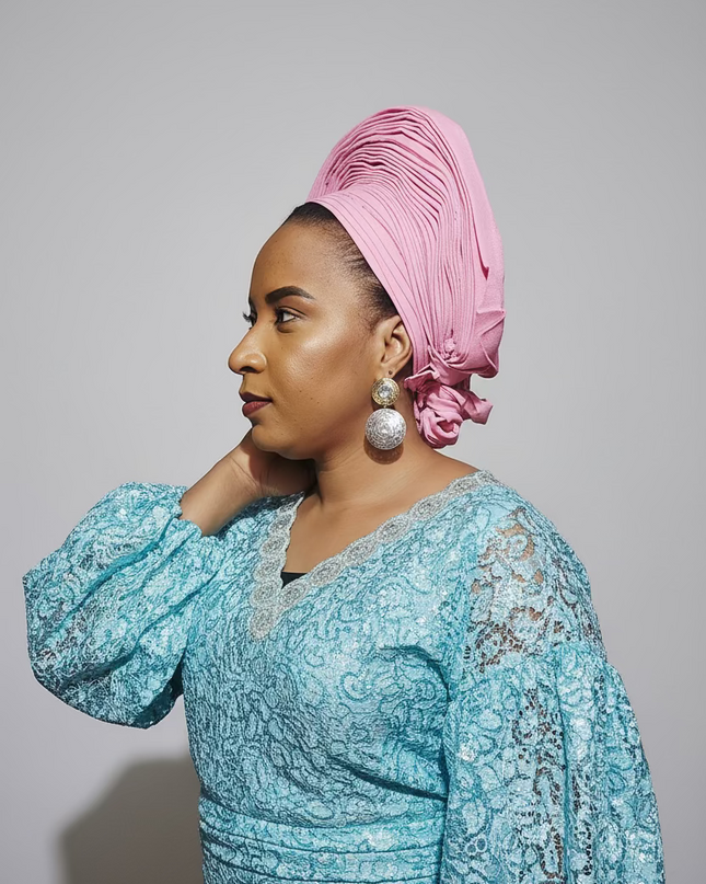 Foulard nigérian Aso Oké - Rose